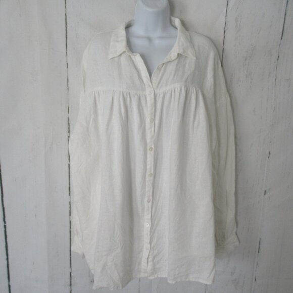 The Fated Top 10 L XL Off White Linen Oversized Flowy Lagenlook Minimalist - Picture 1 of 9